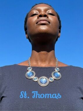 St. Thomas Silver Bluestone Bib Necklace